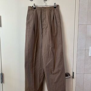Romeo Gigli cotton pleated trousers Women's brown striped